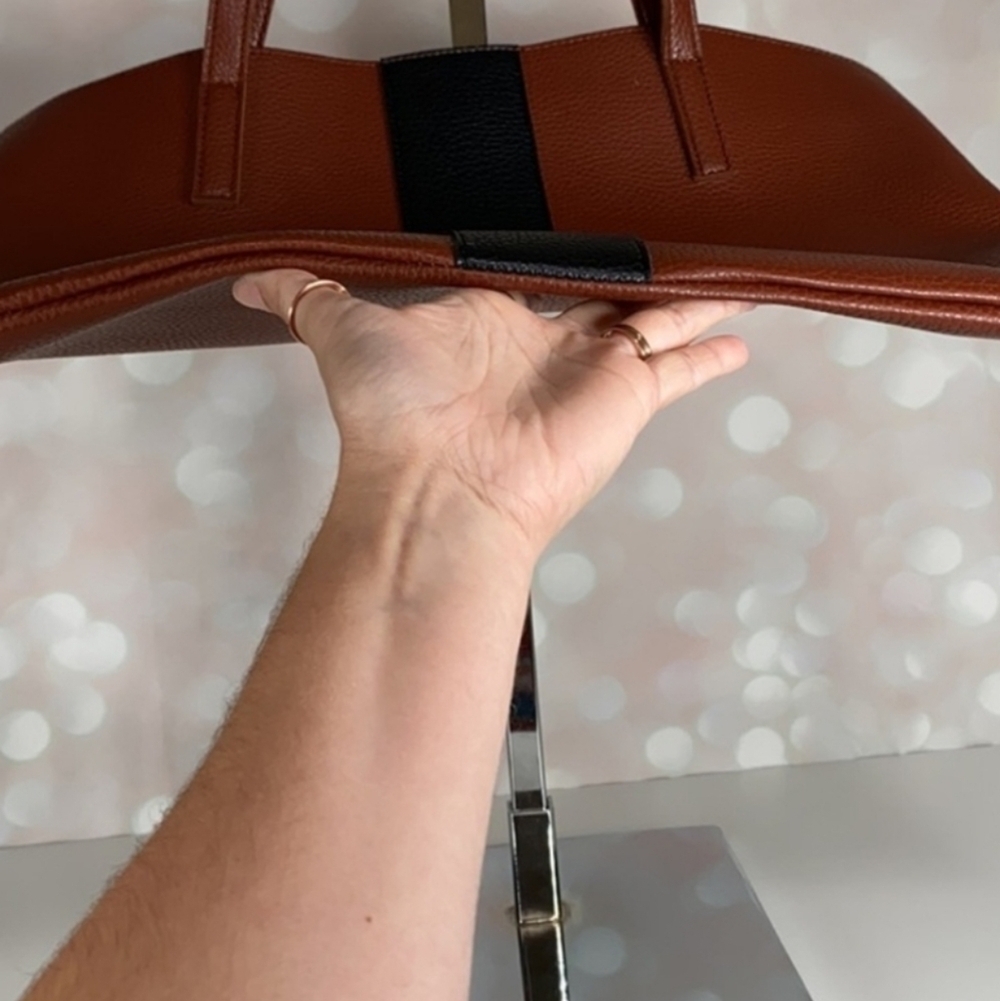 Vince Camuto Tan and Black Leather Tote - Picture 6 of 8
